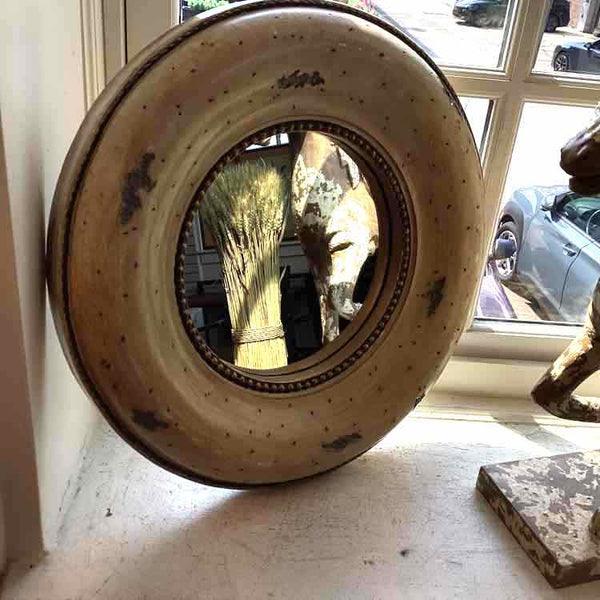Heavy Round Wood Mirror