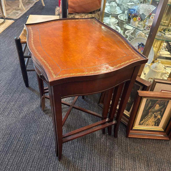 "As Is" Vintage Leather Top Nesting Tables