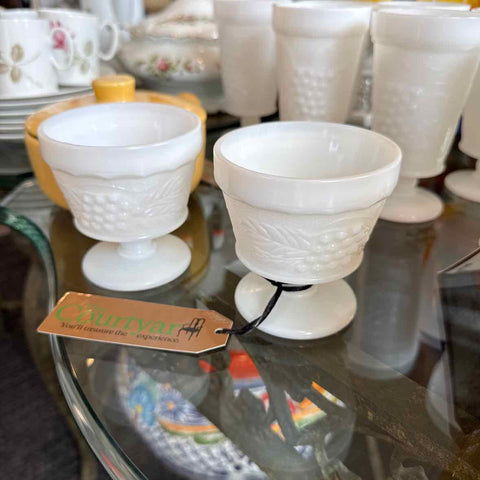 Two Indiana/Colony Milk Glass Sherbet Goblets