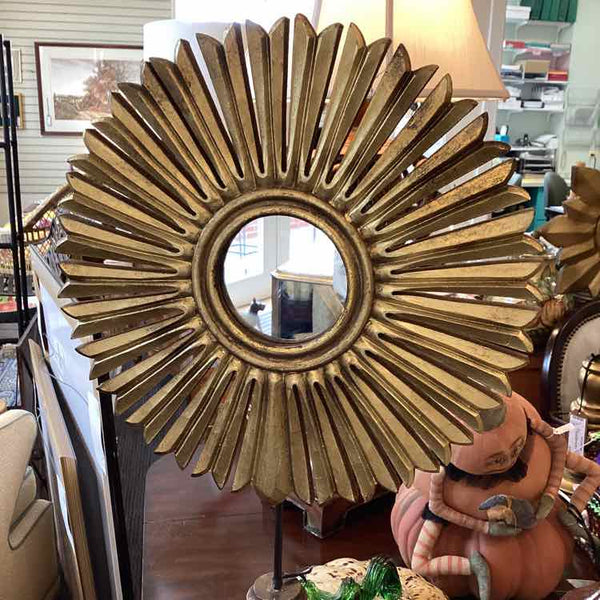 Gold Starburst Mirror On Stand