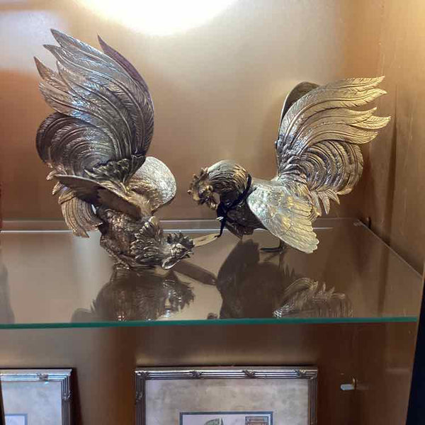 Pair Of Metal Roosters