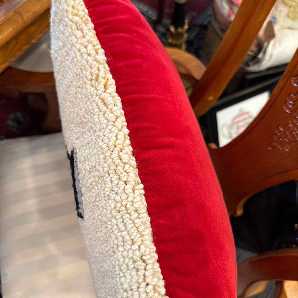 18" Sq. Snowman Hooked Wool Pillow