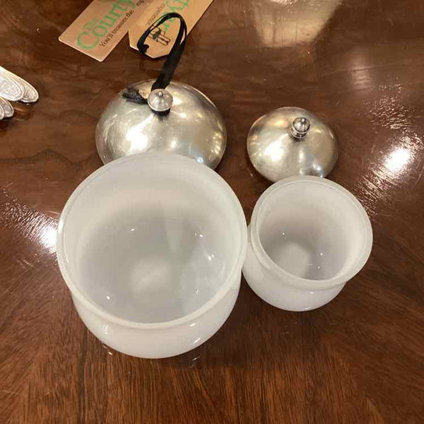 Two White Glass Bowls