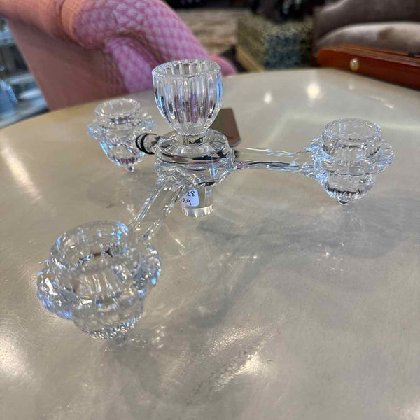 Cambridge Three Arm Glass Candlestick