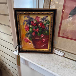 Signed Floral Oil Painting