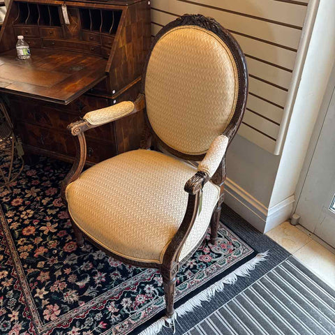 Gold Oval Back Bergere Chair
