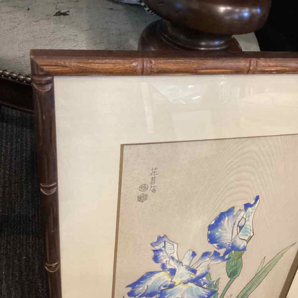 Blue Iris Maple Print in Bamboo Frame