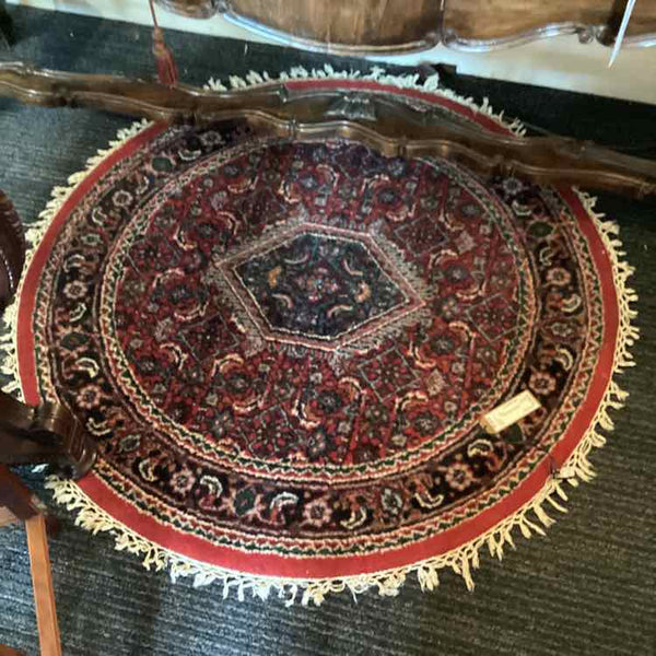 Red & Navy Round Rug