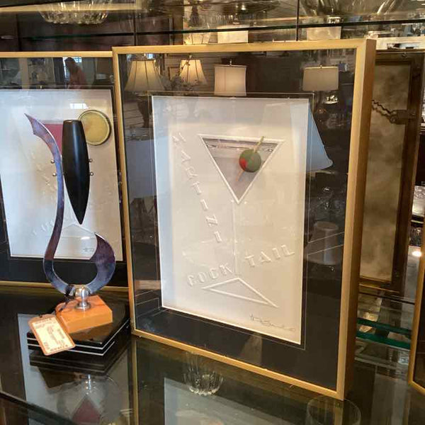 "Martini" Embossed Framed Art