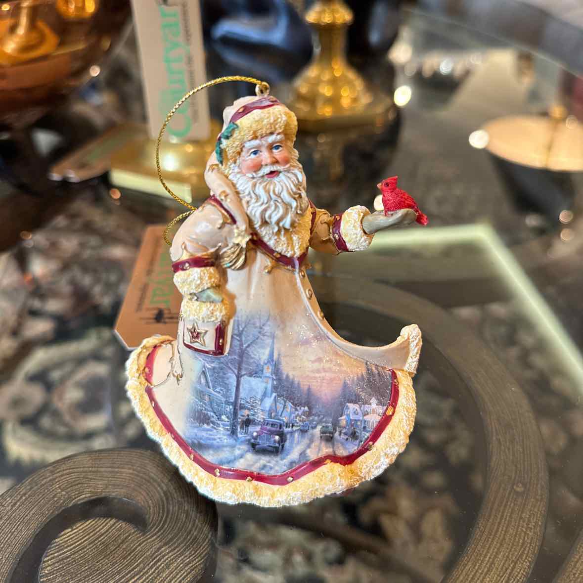 Thomas Kinkade Santa Ornament - Winter Scene on Cape