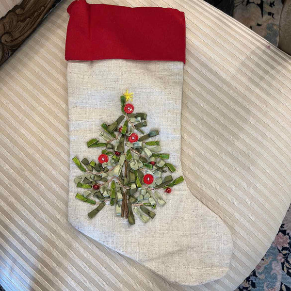 Button And Ribbon Tree Stocking