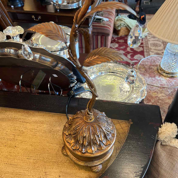 Pair of Copper Leaf Lamp With Prisms