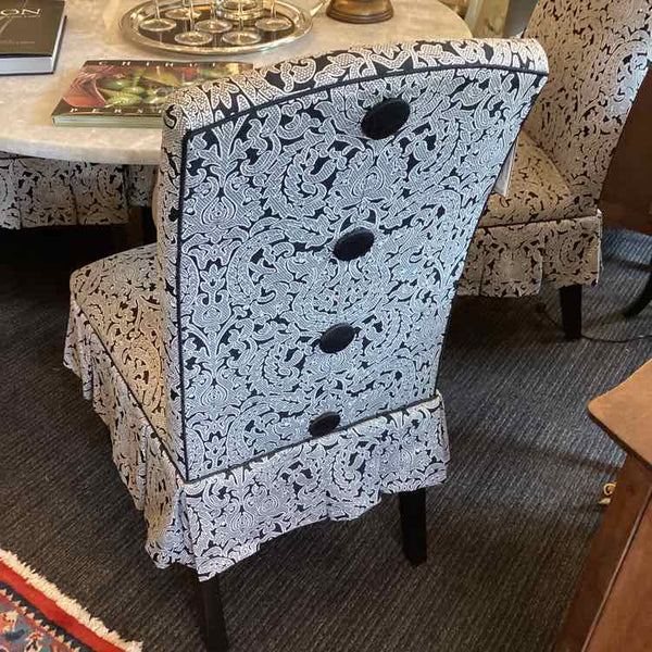 Pair Of Black And White Damask Chairs