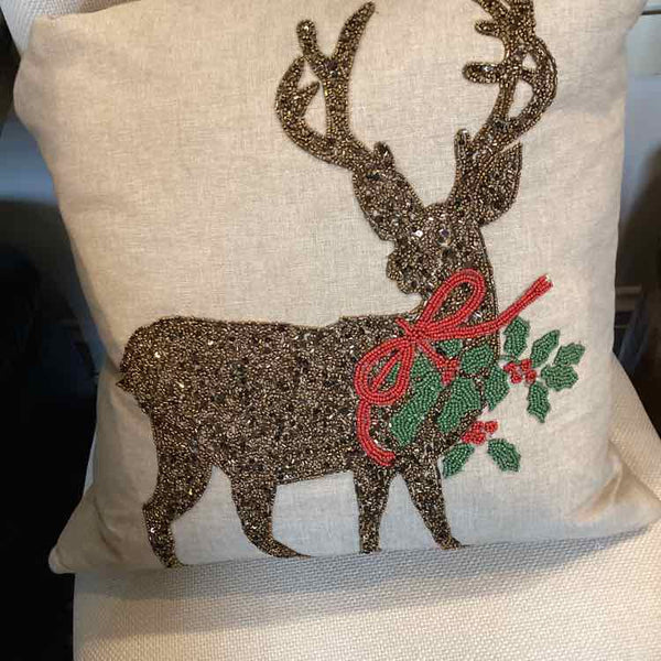 Beaded Reindeer Down Pillow