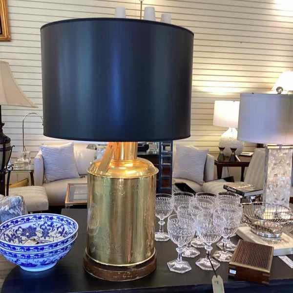 Pair Of Vintage Etched Brass Lamps