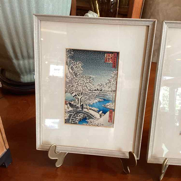 Framed Pair of Japanese Winter Scenes