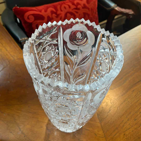 Leaded Crystal Etched Vase