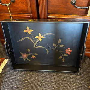 Black Floral Tray