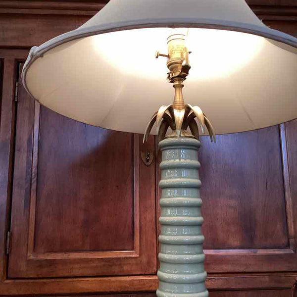 Sea Green Lamp w/Cream Shade