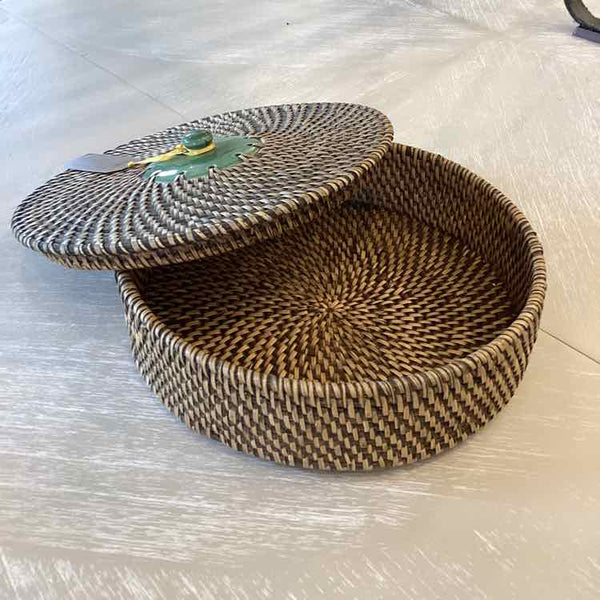 Rattan Basket With Ceramic Top