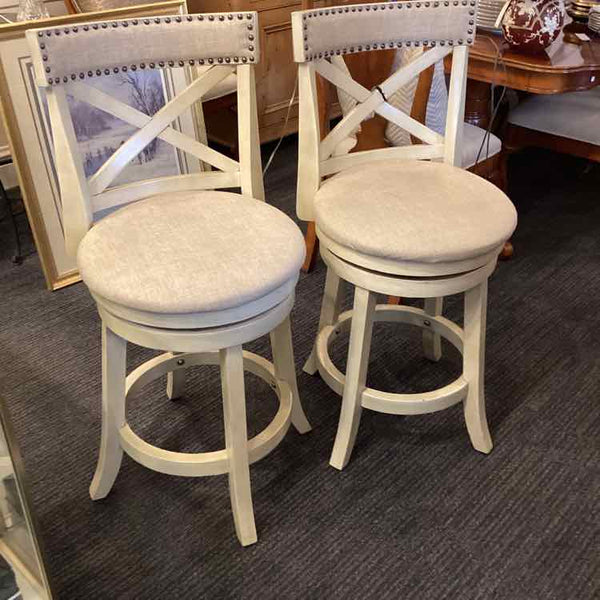 2 Beige Counter Swivel Stools