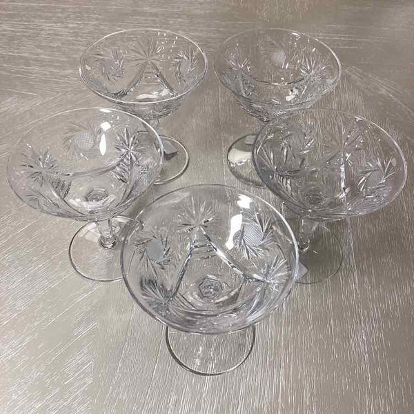 5 Vintage Crystal Compote/Dessert Plates