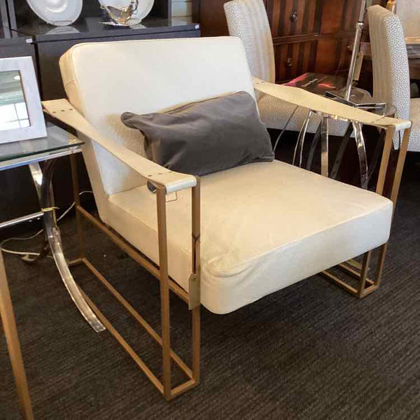 White Ostrich Leather Contempory Chair