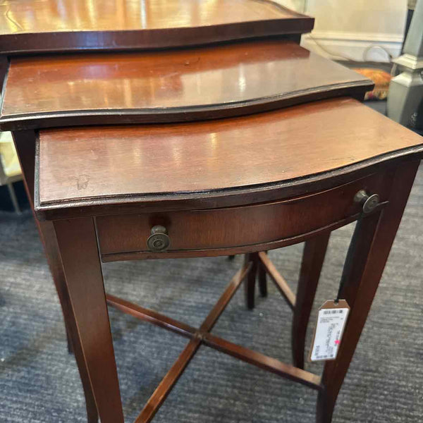 "As Is" Vintage Leather Top Nesting Tables