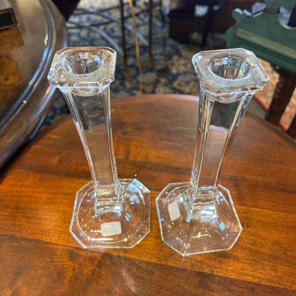 Pair Of Glass Candlesticks