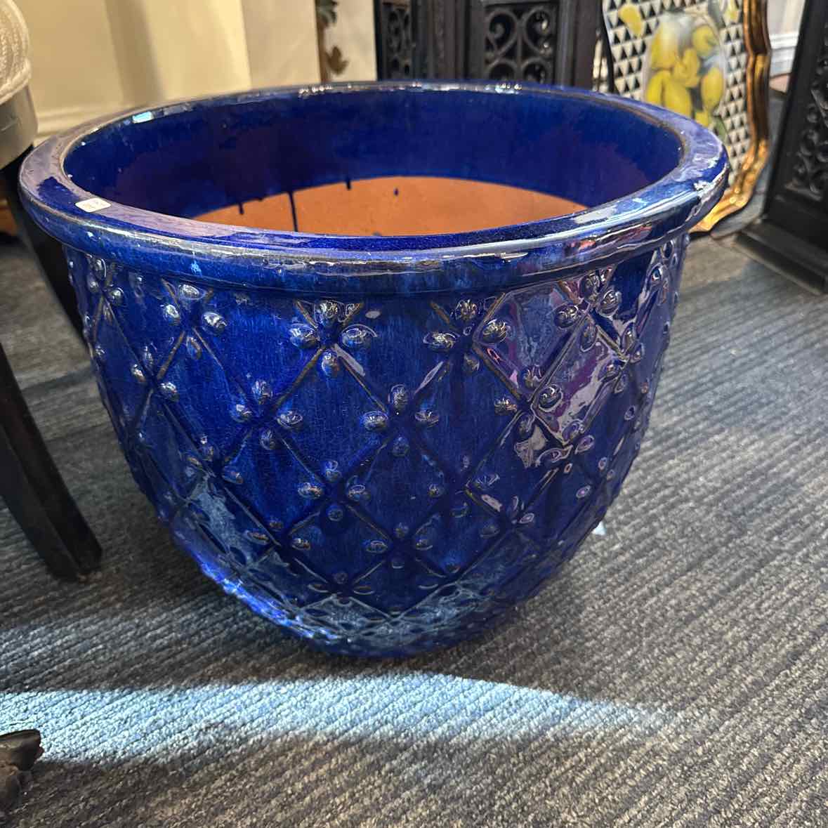 Ceramic Blue Glazed Planter