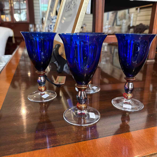Set of 4 Mikasa Blue Wine Glasses