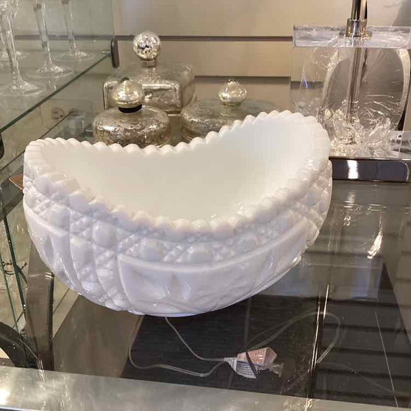 Vintage White Milk Glass Oval Bowl