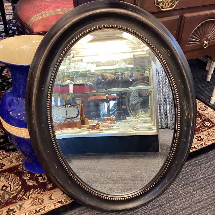Oval Black Beveled Mirror
