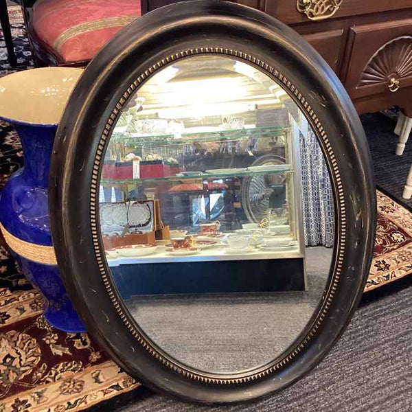 Oval Black Beveled Mirror