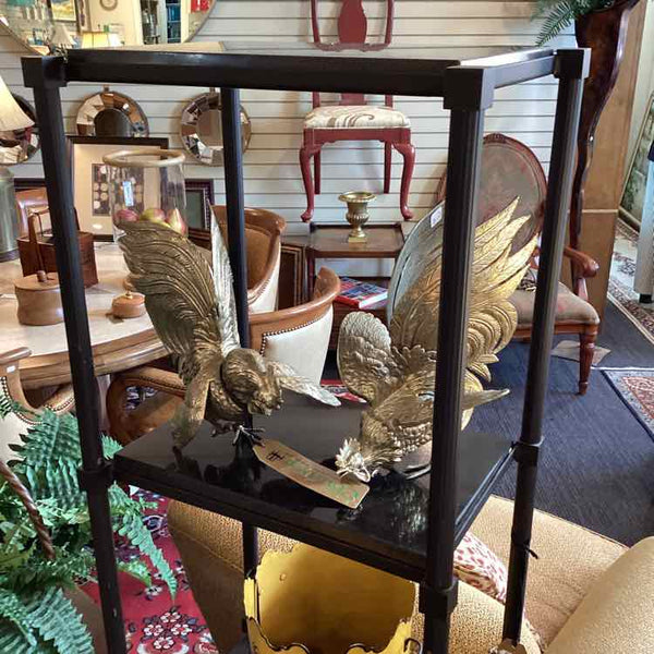 Black Metal Etagere with Granite Shelves