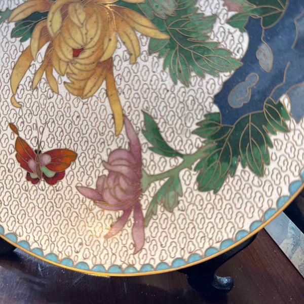 Vintage Cloisonne Plate With Stand