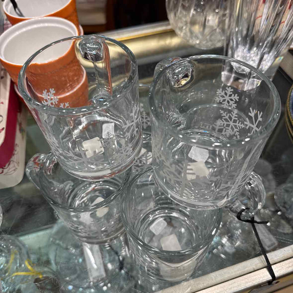 Set of 6 Crate & Barrel Snowflake Mugs