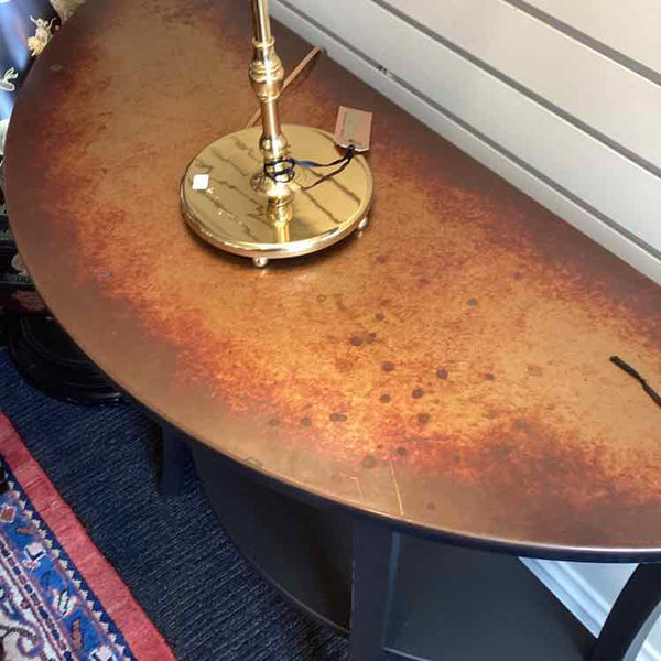 "As Is" Metal Top Demilune Table