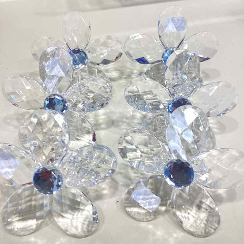 6 Clear Flower Napkin Rings