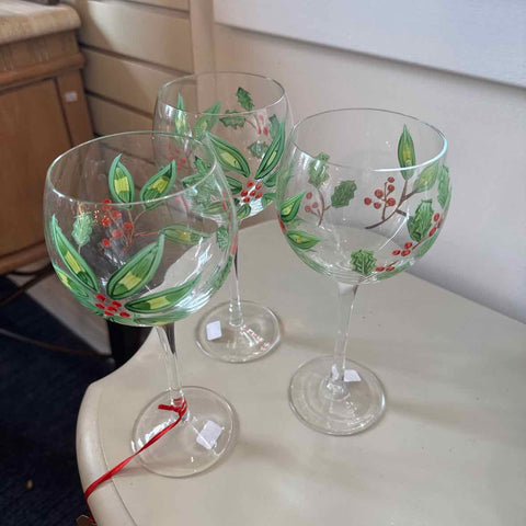Three Handpainted Goblets