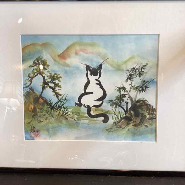 Chinese Brush Painting With Cat