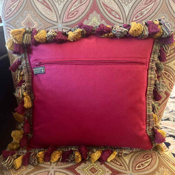 Cranberry Pillow With Tassels