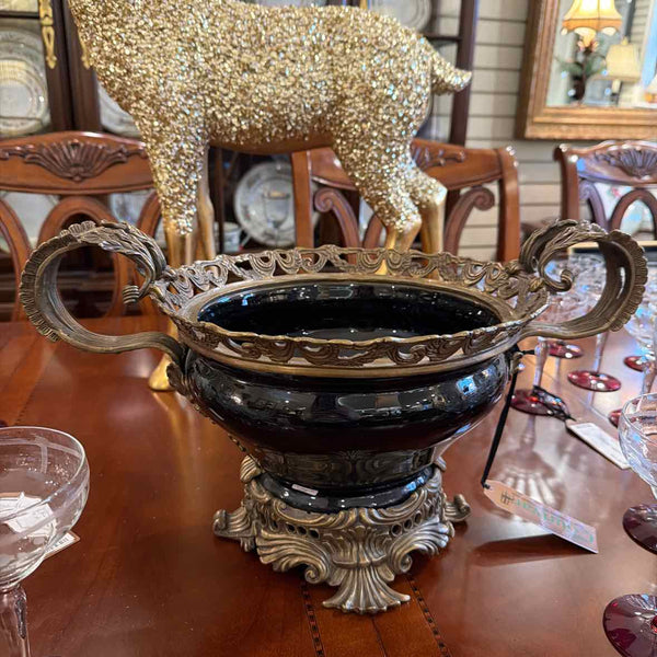 Black & Gold Enameled Bowl