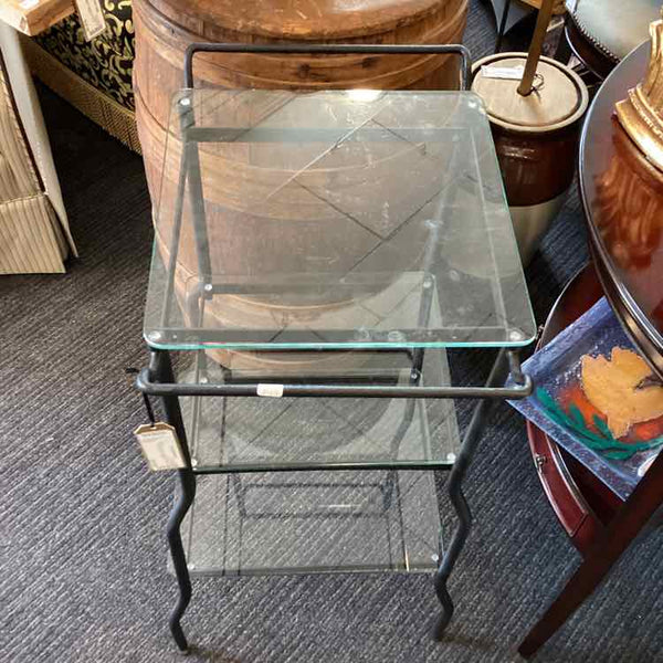 Two Tier Metal And Glass Stand