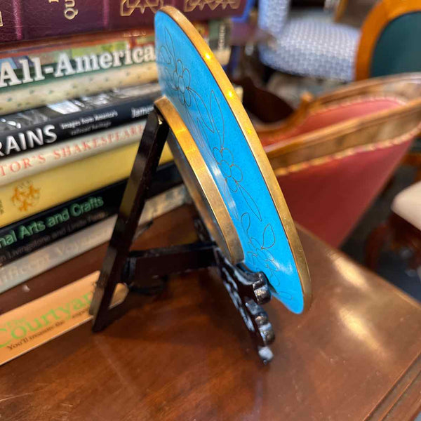 Vintage Cloisonne Plate With Stand