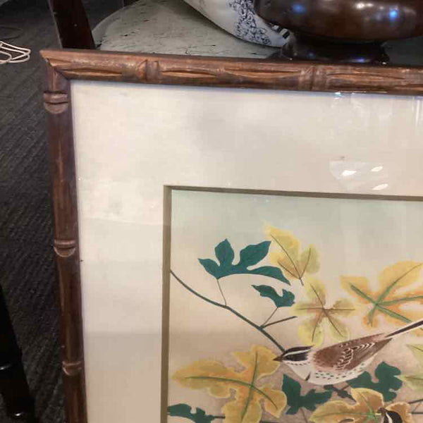 Birds & Maple Print in Bamboo Frame