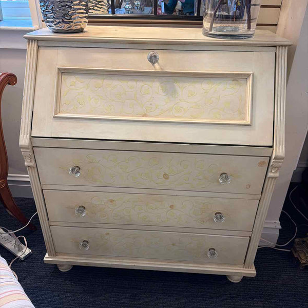 3-Drawer Cream Drop Down Secretary