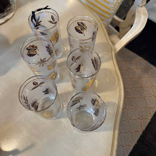 Six MCM Gold Leaf Glasses