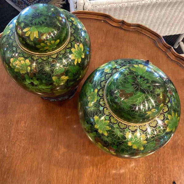 Pair Of Cloisonne Ginger Jars