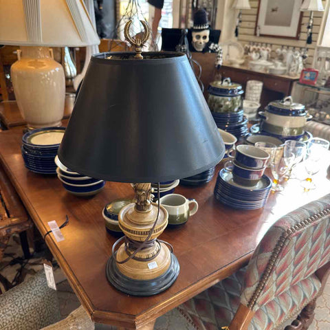 Resin & Black Shade Lamp